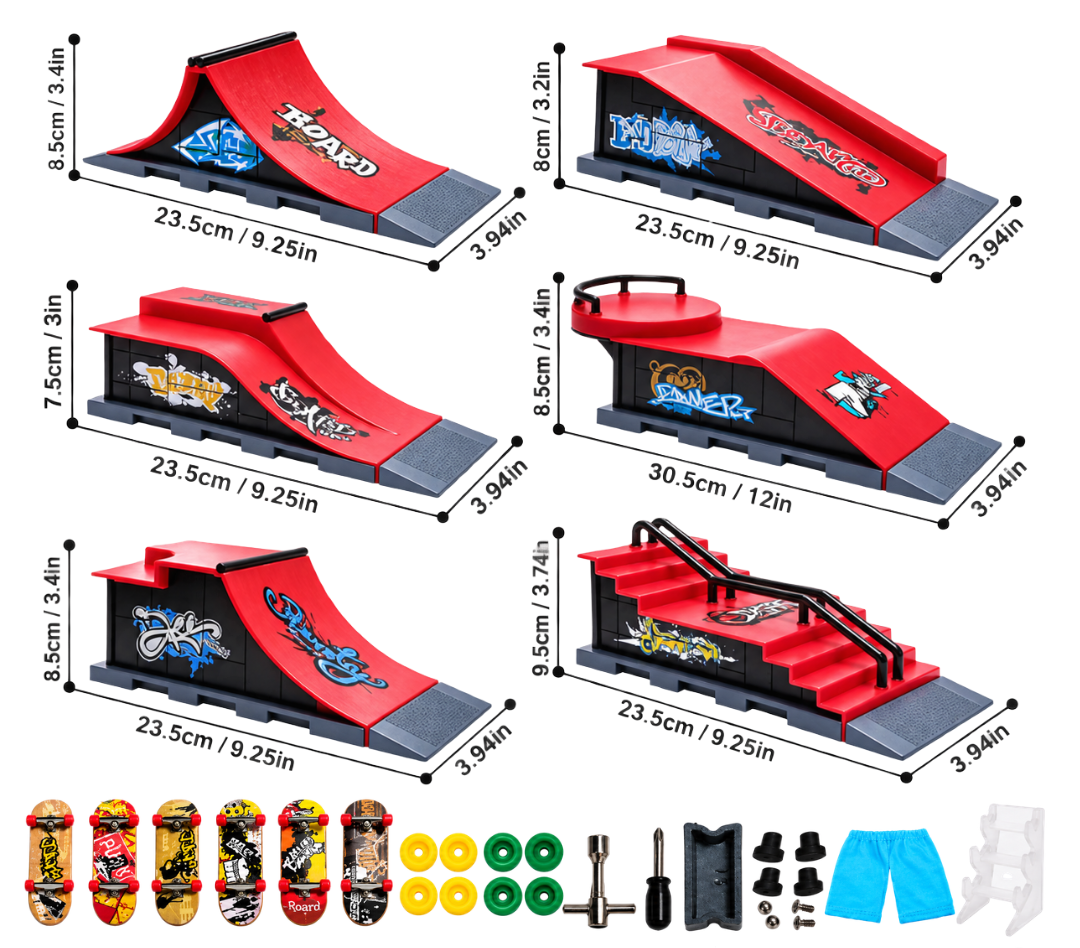 Mini Skatepark con accesorios incluidos